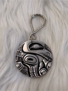 Pewter Round Eagle Keychain Key & Card Holder
